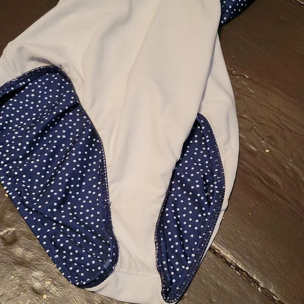 Splendid Swim Navy and White Polka Dot Swimsuit - Medium - Picture 6 of 8
